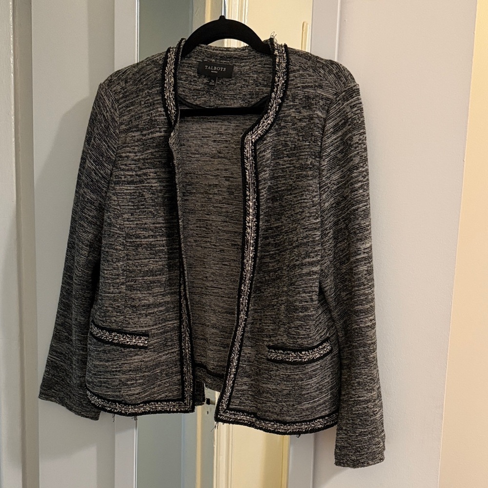 Talbots Black and Gray Knit Blazer